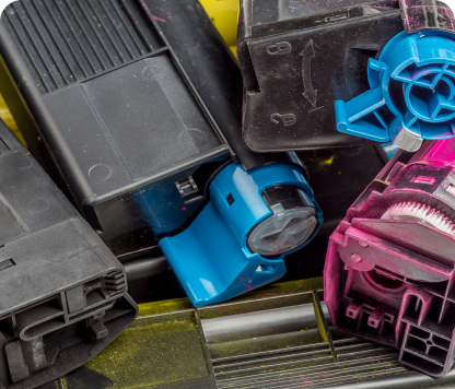 When possible,  cartridges are separated for reuse, refilling, or recycling. Recycled cartridges are shredded, cleaned, and processed.